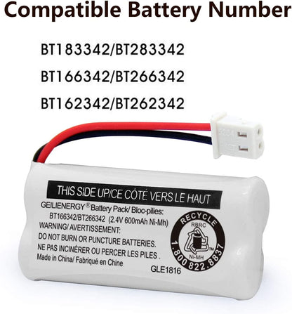2-Pack BT166342 BT266342 Cordless Phone Battery