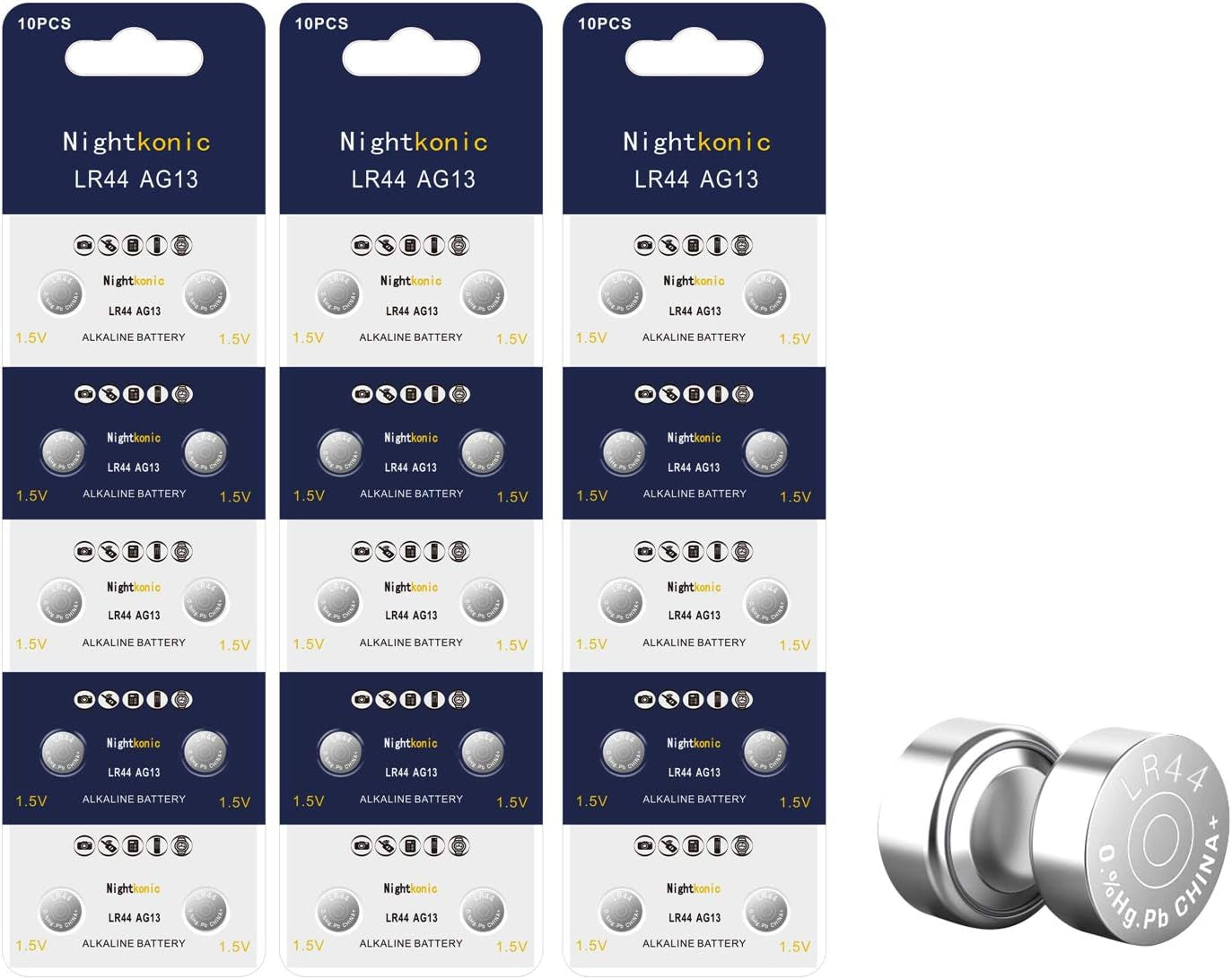 30-Pack LR44 AG13 357 A76 1.5V Button Coin Cell Battery
