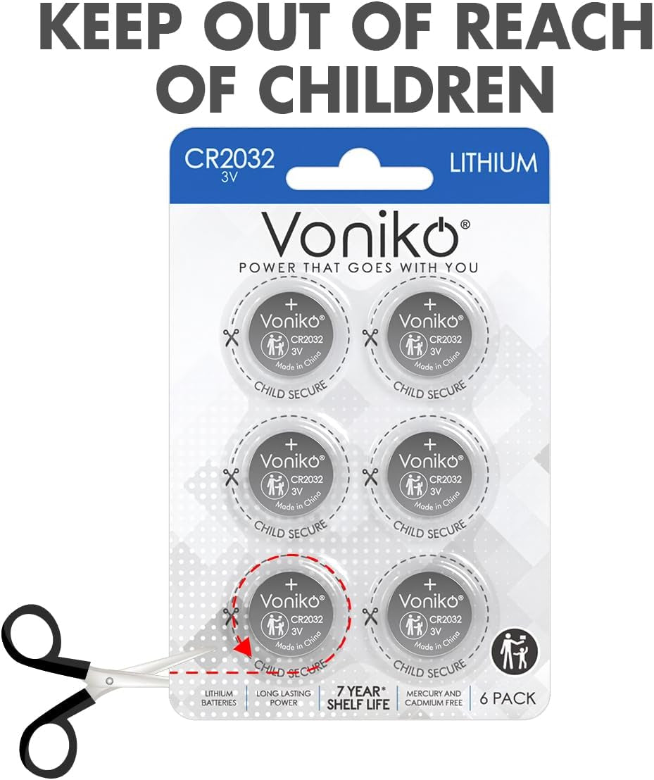 6-Pack CR2032 3V Lithium Button Coin Battery