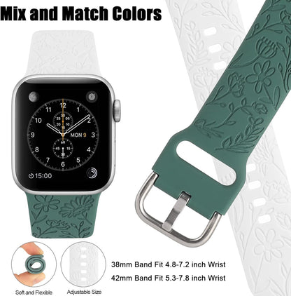 2-Pack Floral Silicone Band for Apple Watch 384041mm