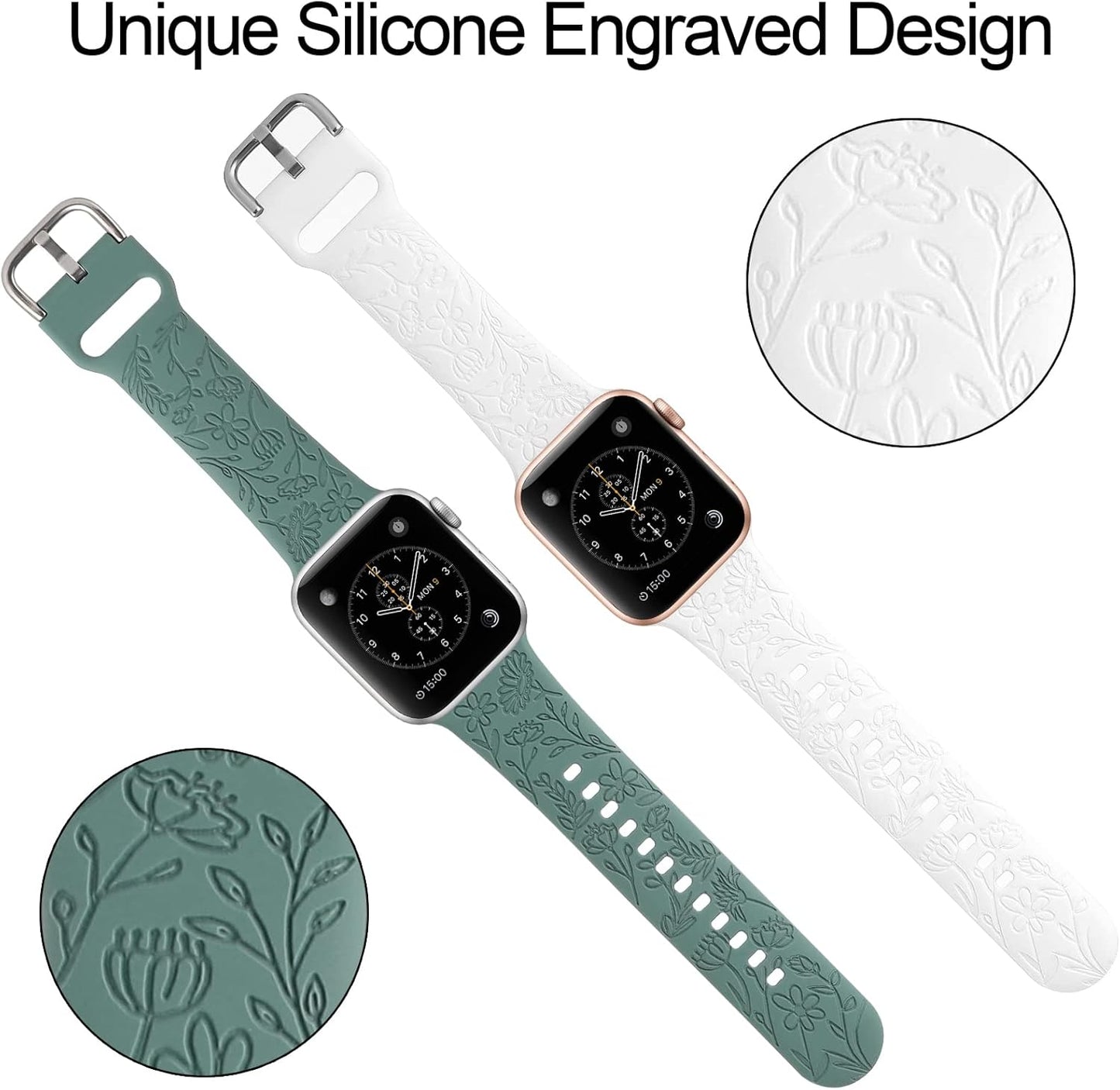 2-Pack Floral Silicone Band for Apple Watch 384041mm