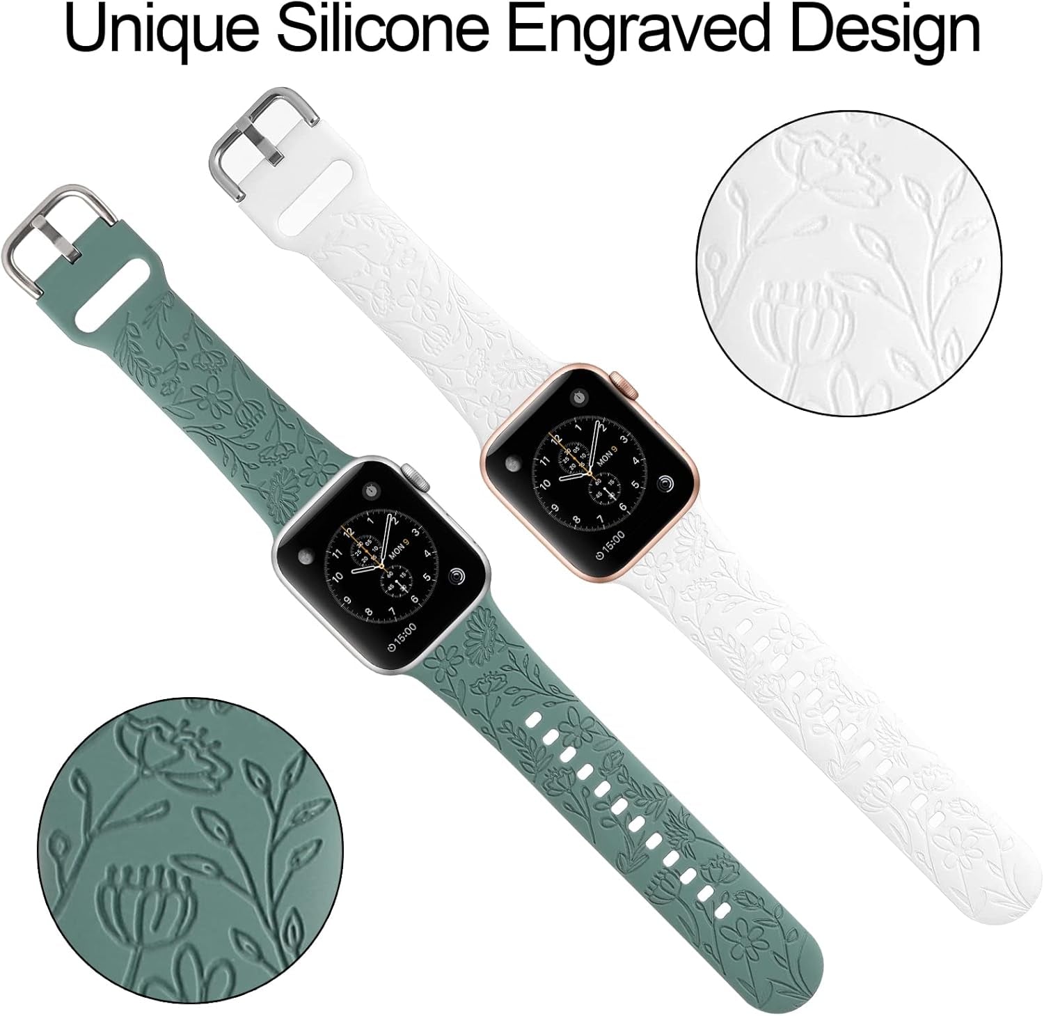 2-Pack Floral Silicone Band for Apple Watch 384041mm