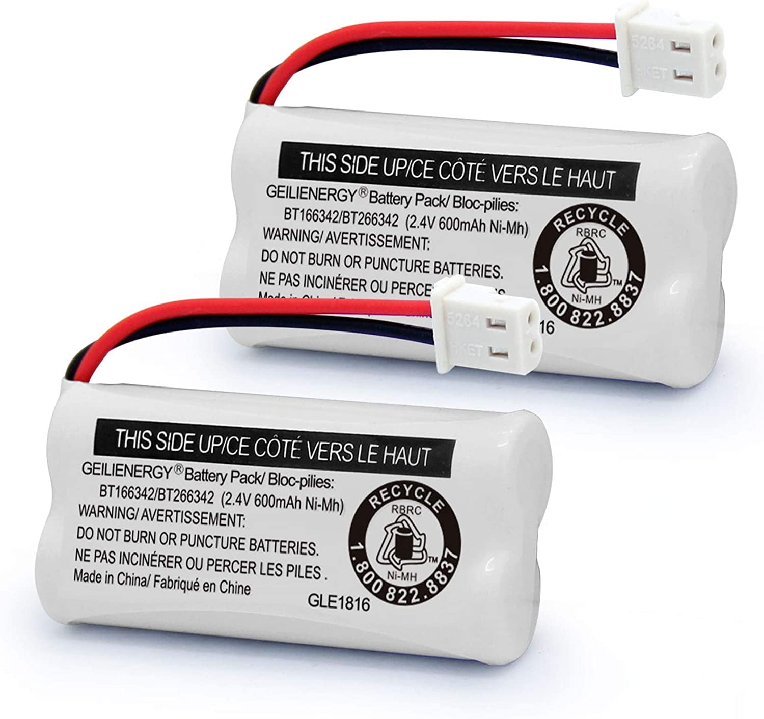 2-Pack BT166342 BT266342 Cordless Phone Battery